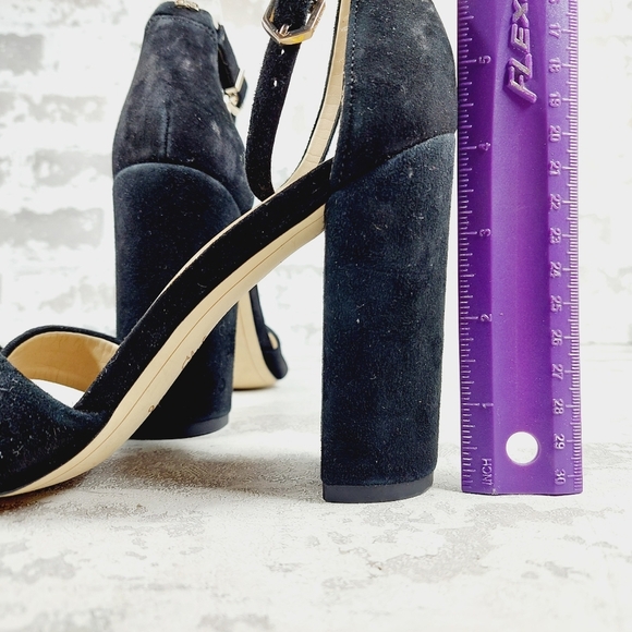NEW Sam Edelman Yaro Black Suede Open Toe Ankle Buckle Heeled Sandals E168 - Picture 9 of 12